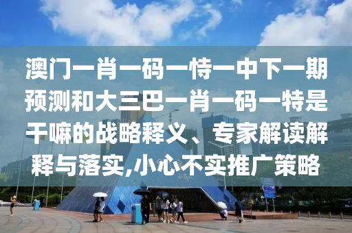 澳門一肖一碼一恃一中下一期預(yù)測和大三巴一肖一碼一特是干嘛的戰(zhàn)略釋義、專家解讀解釋與落實(shí),小心不實(shí)推廣策略