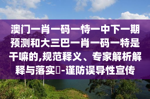 澳門一肖一碼一恃一中下一期預(yù)測和大三巴一肖一碼一特是干嘛的