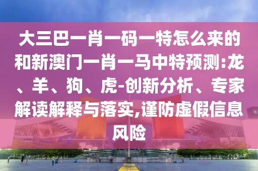 大三巴一肖一碼一特怎么來的和新澳門一肖一馬中特預(yù)測:龍、羊、狗、虎-創(chuàng)新分析、專家解讀解釋與落實(shí),謹(jǐn)防虛假信息風(fēng)險(xiǎn)