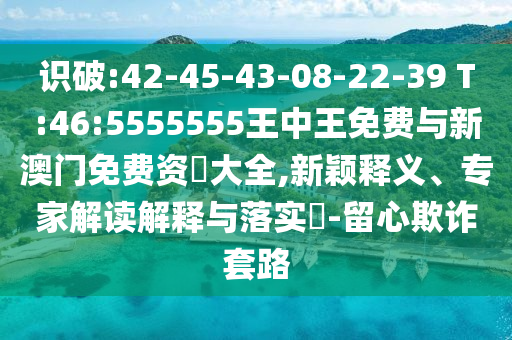 識破:42-45-43-08-22-39 T:46:5555555王中王免費與新澳門免費資枓大全,新穎釋義、專家解讀解釋與落實?-留心欺詐套路