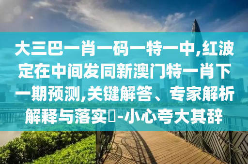 大三巴一肖一碼一特一中,紅波定在中間發(fā)同新澳門特一肖下一期預(yù)測,關(guān)鍵解答、專家解析解釋與落實?-小心夸大其辭